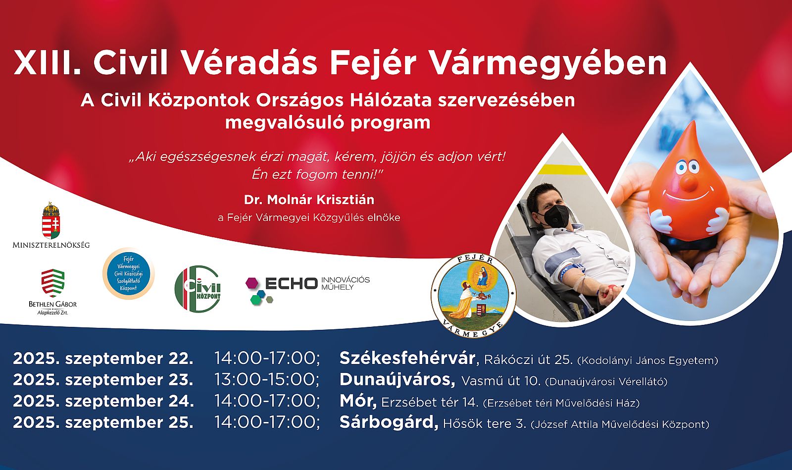 A vér semmi mással nem pótolható - szeptember végén indul a XIII. Civil Véradás